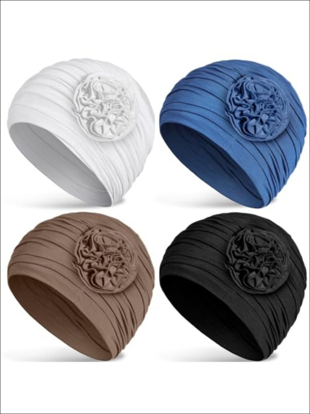 Cotton Chemo Turban Beanie Set 4 Pc Soft Breathable Headwear Women